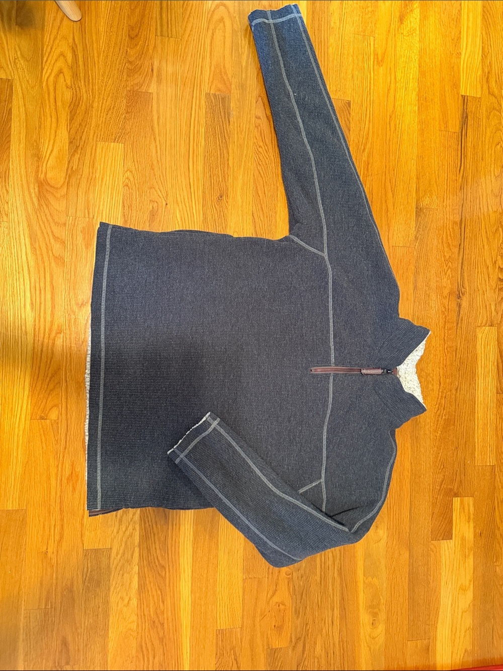 Men’s Navy Quarter-Zip Sherpa Lined Pullover with Contrast Stitching
